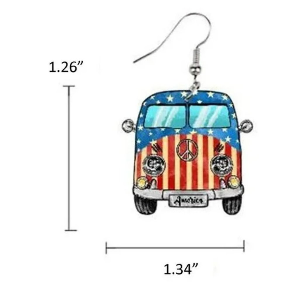 NWOT USA VW Bus Dangle Earrings - Picture 3 of 3